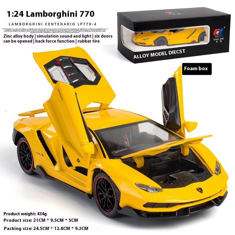 Масштаб 1/24 Lamborghini LP770-4 Супер мускулистый спортивный автомобиль Сплав Металл Литой Под Давлением Украшение для рабочего стола компьютера Автомобильный интерьер Подарочная коробка