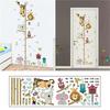 New Cartoon Height Measurement Wall Sticker Growth Chart Animal Lion Monkey Owl Elephant Decorative Wall Art