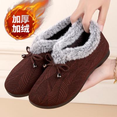 Старые пекинские тканевые туфли женские утолщенные теплые хлопковые туфли с кроличьим пухом бархатные туфли для мамы мягкая подошва туфли для бабушки туфли для среднего и пожилого возраста хлопковые сапоги
