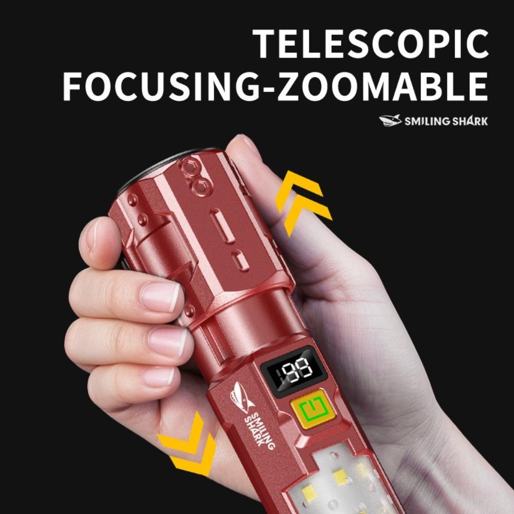 Strong Light Telescopic Zoom  Torch Digital Display Emergency Work Light  Hiking