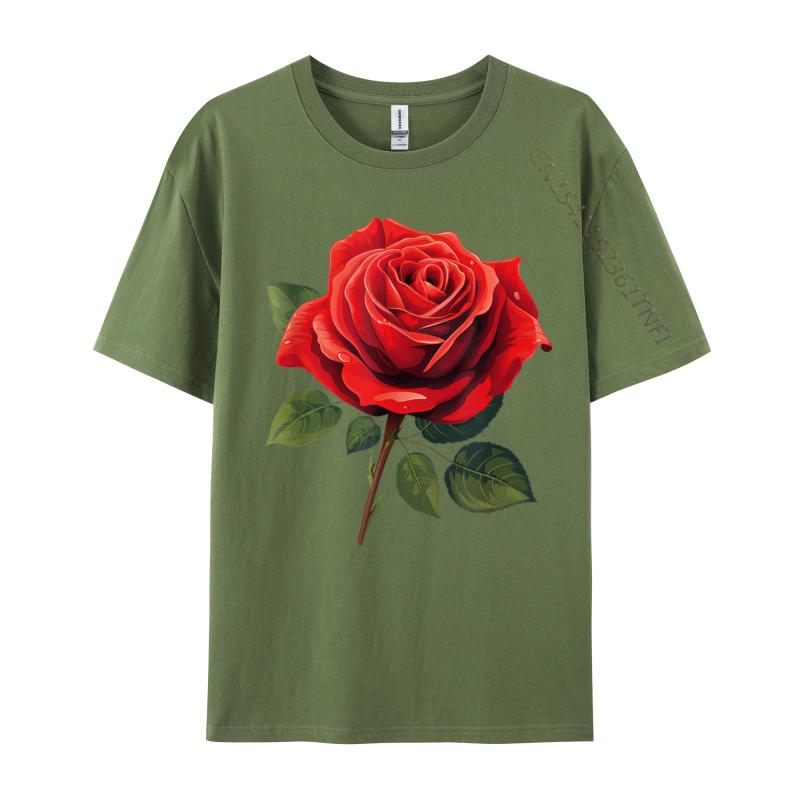 Unisex Clothing Red Rose Tees Birthday Camisa Unisex Retro Funny Camisa Unisexs TShirts Funny Tops Tees Top Quality