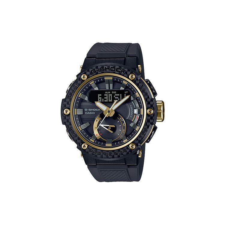 Casio Серия G-Steel Круглый двойной дисплей Металлическая текстура Солнечная энергия Bluetooth-соединение Стрелочный механизм Солнечный кварцевый механизм Ремешок из смолы GST-B200X-1A9