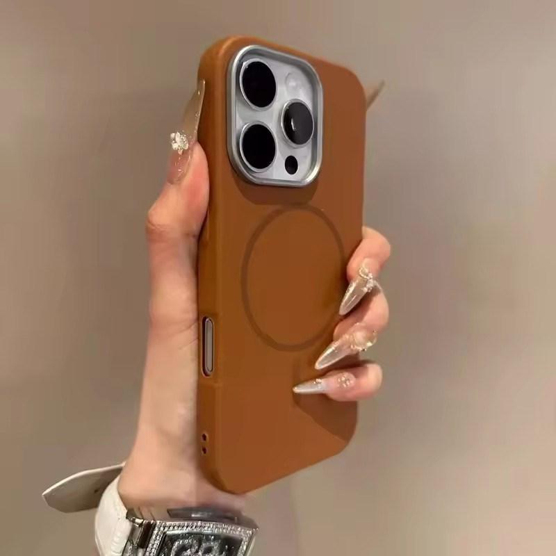 Роскошные кожаные чехлы для телефонов Magsafe с беспроводной зарядкой для iPhone 12 13 14 15 16 Pro Max Plus, магнитные чехлы-бамперы