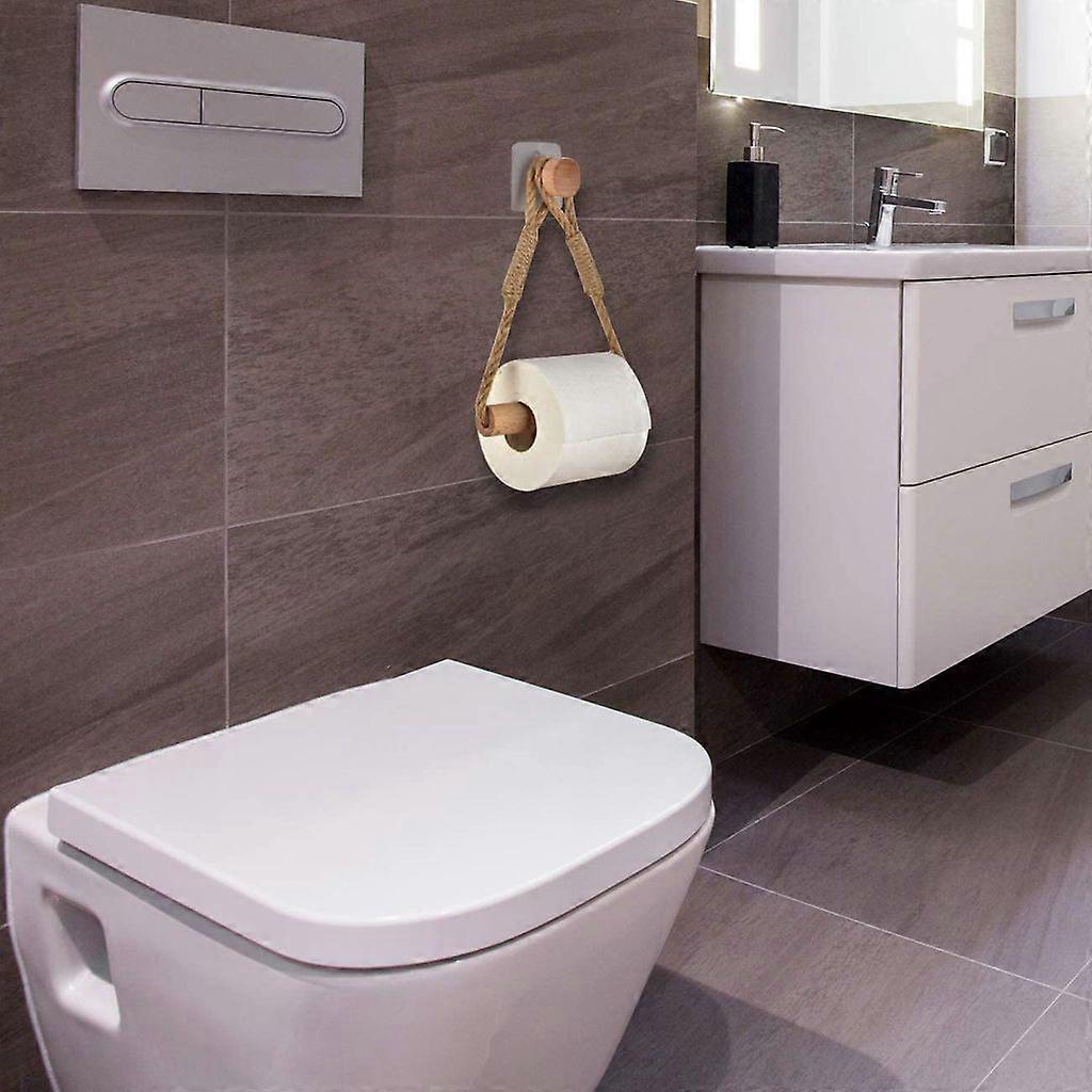1pc Toilet Paper Holder No Drilling Toilet Paper Holder No Drilling Wooden Toilet Paper Holder Toilet Bathroom Accessories