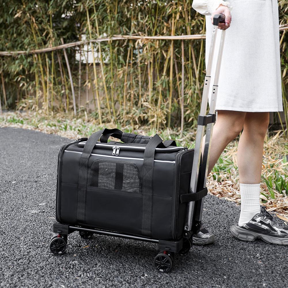 Pet Trolley Bag Detachable Rolling Carrier for Small Dogs Cats Portable Pet Travel Carrier with