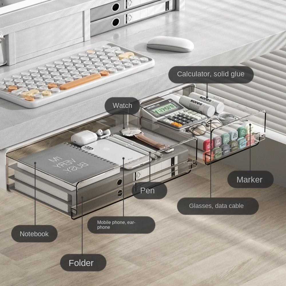 Скрытый под столом шкаф для хранения вещей с выдвижным ящиком, самоклеящийся ящик для хранения вещей, офисный стол