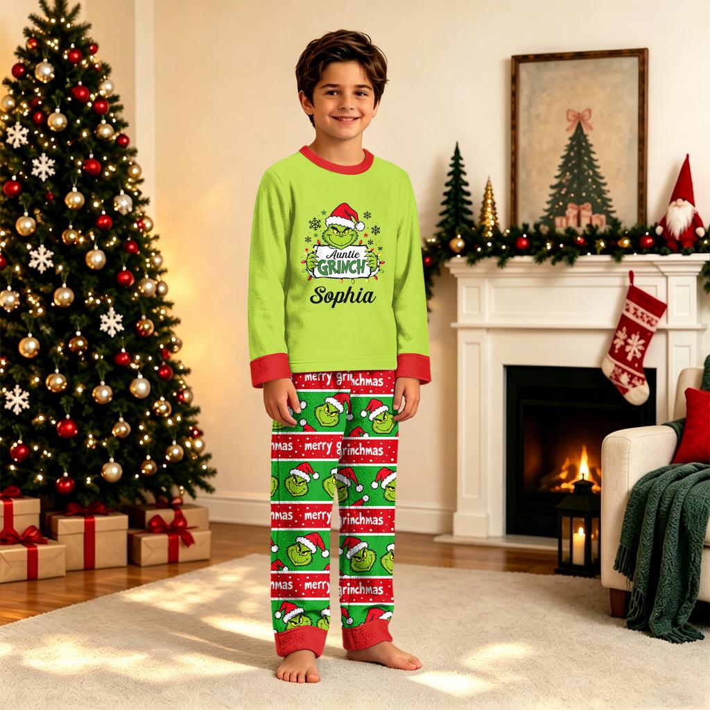 Christmas Print Long Sleeve Long Pants Family Matching Loungewear Set