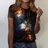Женская модная повседневная футболка с коротким рукавом и круглым вырезом с принтом Galaxy