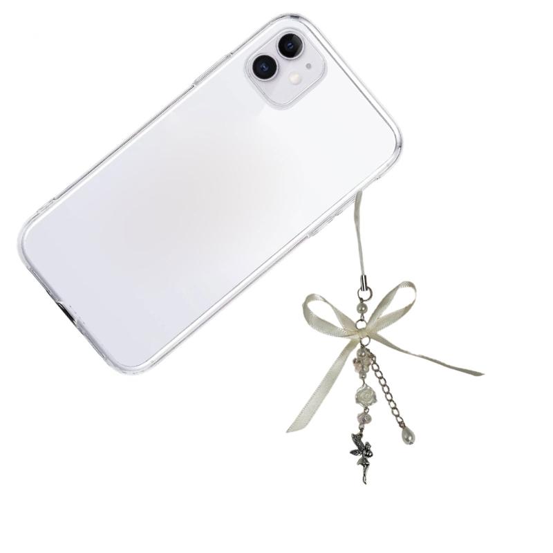 Ручная работа Роза Цветок Цепочка для телефона Подвеска Ангел Брелок Сладкий Крутой Бантик Ремешок для телефона Акриловый Брелок Украшение для сумки