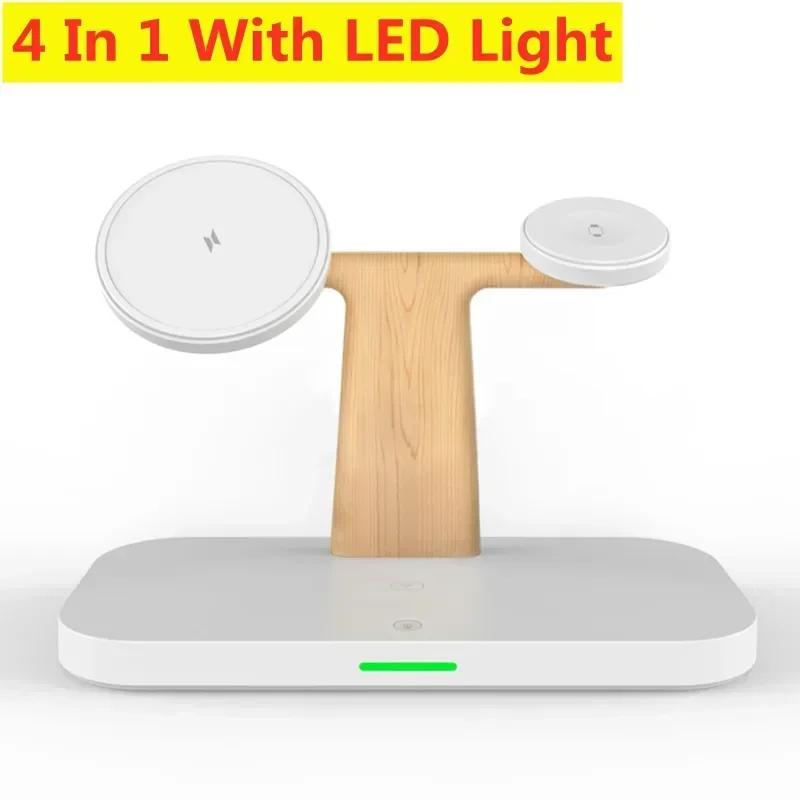 4 в 1 магнитная беспроводная зарядная подставка для iPhone 16 15 14 13 Pro Max Watch 1-9 AirPods быстрая зарядная станция держатель телефона