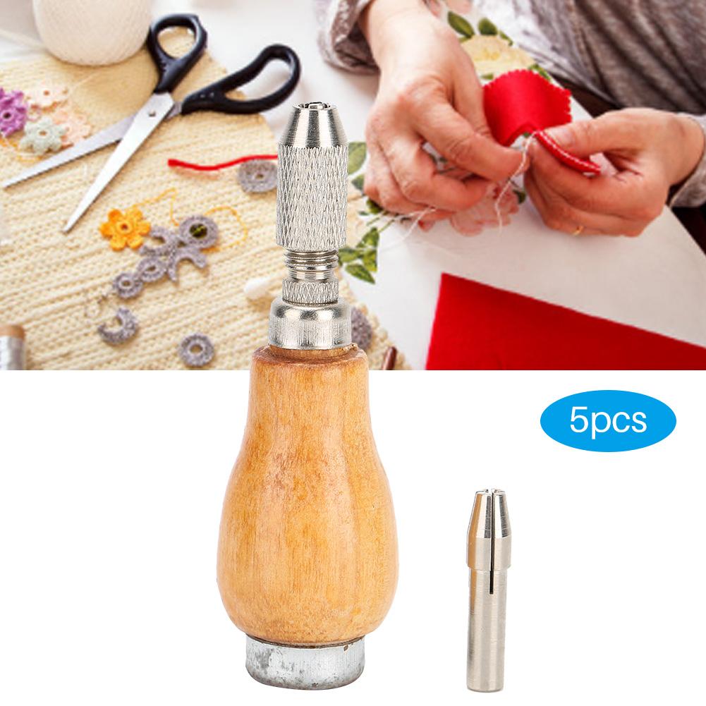 5 шт. Удобная деревянная ручка для напильника со сменными головками, аксессуары для ремонта ювелирных изделий