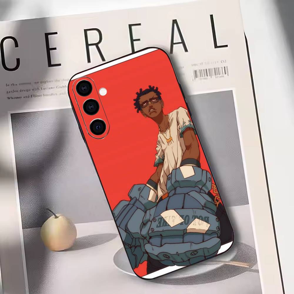 Hip-hop Comic Character Sticker Phone Case For Samsung Galaxy A73,A72,A71,A70,A53,A52,A51,Soft Silicone Black Cover