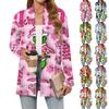 Women's Christmas Printed Lightweight Cardigan Long Sleeved Casual Loose Thin Fit With Pockets Cardigan Jacket
