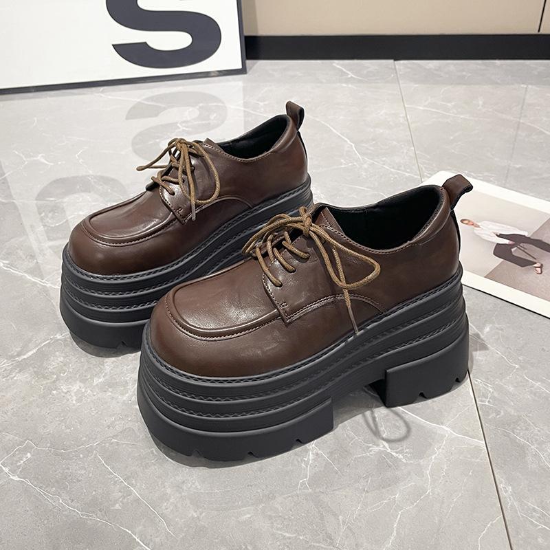 Британские туфли на платформе женские 2024 осень-зима новые модные универсальные туфли на шнуровке с кексами на платформе