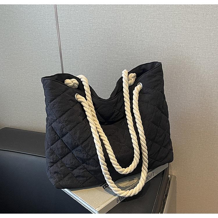 Autumn and Winter Cotton Clothing Bag Casual Fashion Tote Soft Leather Bag Ins Japanese Large-capacity Canvas Shoulder Messenger Bag