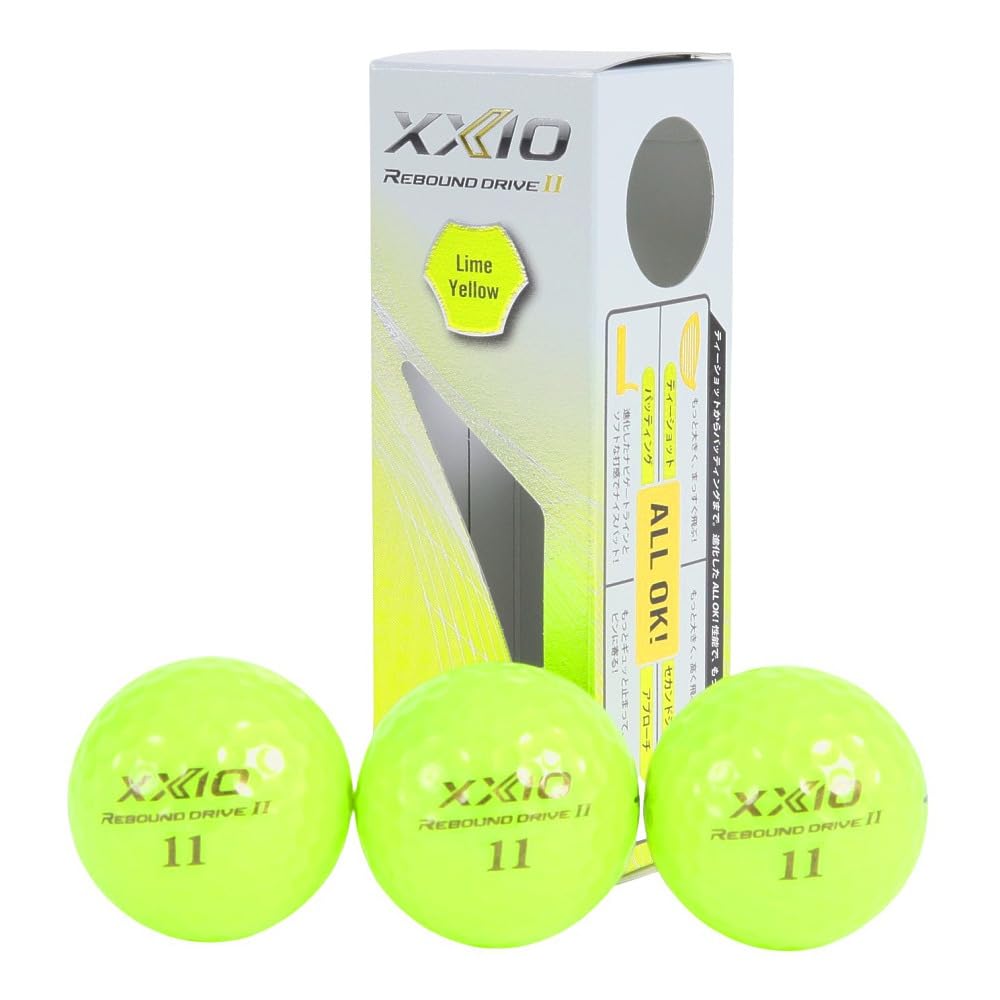 XXIO Rebound Drive Golf XXIO RD2 XN RD2 YEL Рукав x Мячи, (3-Pack) (Желто-зеленый/FF/Мужской)