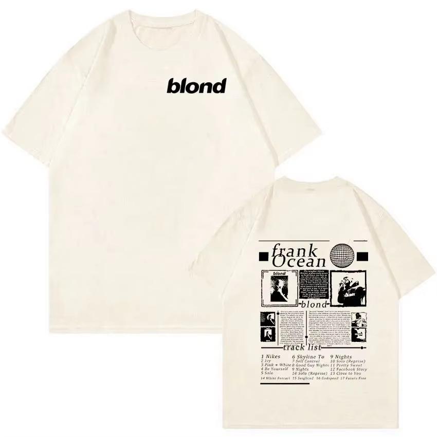 Rapper Frank Retro Graphic T Shirt Men's Ocean Album Clothing T-Shirts Unisex Blond Fashion Oversized Cotton T-shirt