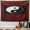 Yin Yang Symbol on Red Calligraphy Background Pattern Wall Hanging Tapestry Decorative Tapestry Home Decor for Bedroom and Living Room