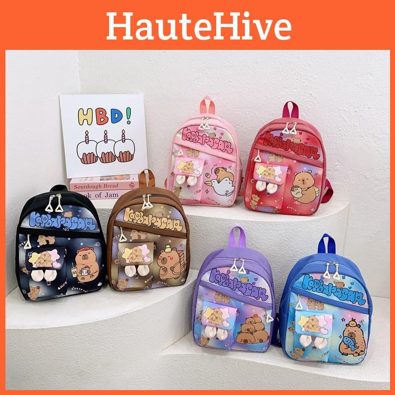 Capybara Children Printed Backpack Breathable Lightweight Cute Schoolbag Cartoon