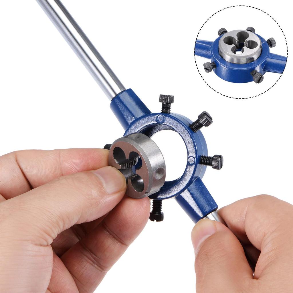 CoCud Die Stock Handle Set, 3/8-16 UNC Thread Die and Fits 20mm-30mm Outer Diameter M9-M11 Die Wrench Tool Kit, for Thread Cutting and Repair, 1 Set