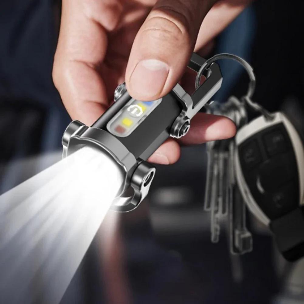 2 шт. Брелок-фонарик 88*35 мм Type-C USB Суперяркий Мини-брелок-фонарик: Водонепроницаемый, Компактный и Заряжается от USB