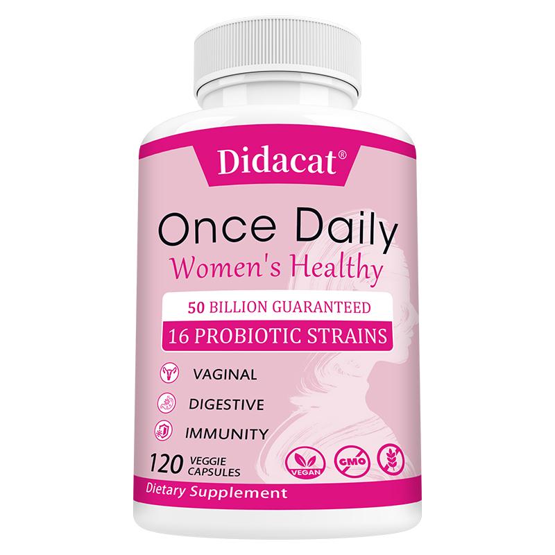 Didacat Women's Probiotic Supplement 50 Billion CFU, 16 Strains with Organic Prebiotic, 120 Caps