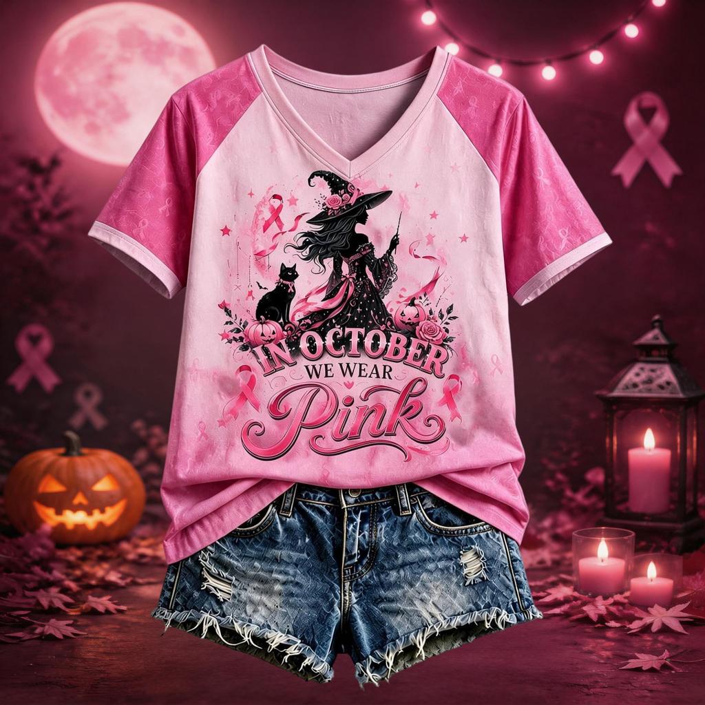 T-shirt da donna a maniche corte raglan a tema Halloween