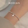 Modian Настоящее стерлинговое серебро 925 пробы Простой браслет с бусинами в виде сердца для женщин Покрытие платиной Регулируемые браслеты Подарок на вечеринку 16+3 см