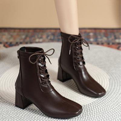 Женские кожаные ботинки 2024 года, осень-зима, горячая распродажа, на молнии, на платформе, модные, лаконичные, сексуальные, зрелые, однотонные, горячие ботинки, обувь