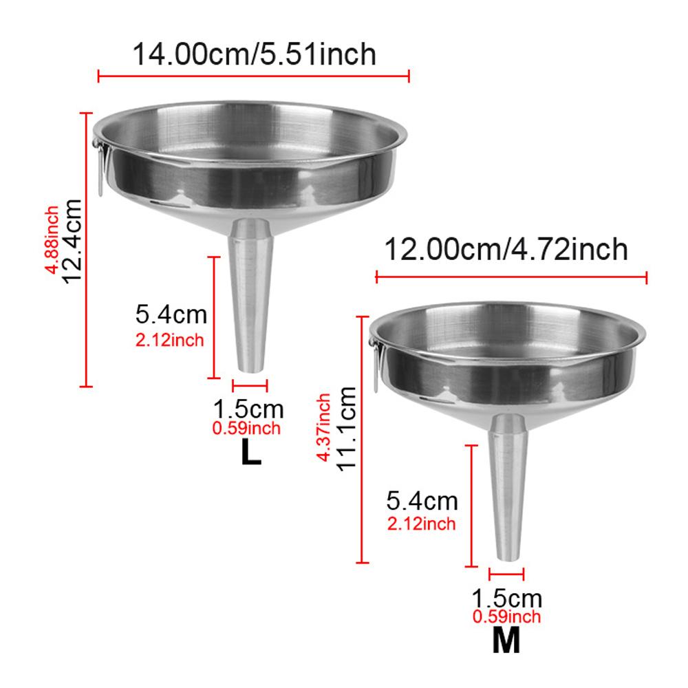 Stainless Steel Bar Wine Beer Oil Flask Funnel With Detachable Filter Wide Mouth Funnels For Canning Kitchen Tools Metal Funnel