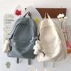 Fashion Backpack Ins Canvas Backpack for Women Korean Style Campus Solid Color Girl Casual School Bag