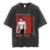 Baki The Grappler Hanma Yujiro Tshirt Vintage Washed Oversized Streetwear Men Women Summer Cotton Short Sleeve Anime Tee