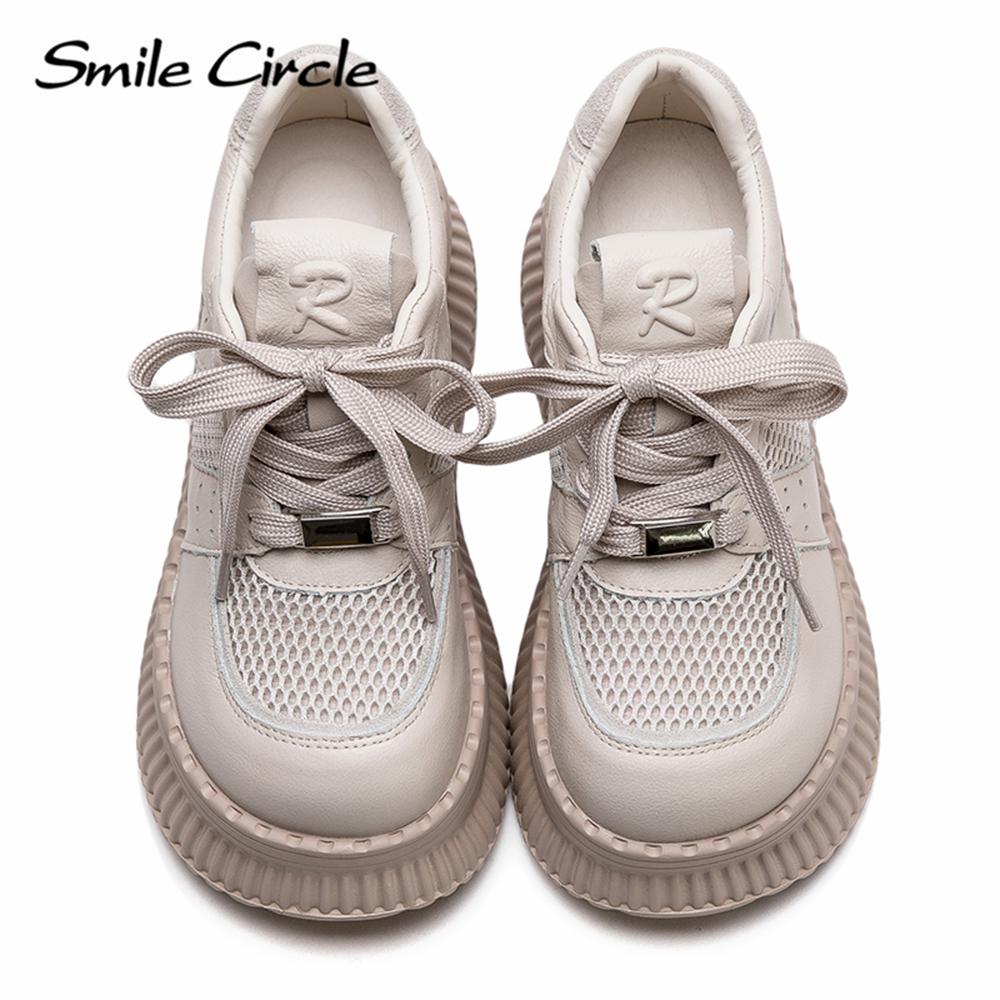 Женская повседневная обувь из натуральной кожи с круглым носком, увеличивающая рост, на толстой подошве, дышащая, удобная, плоская обувь