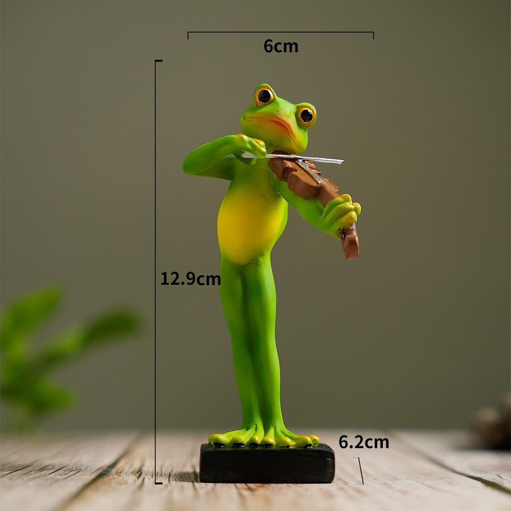 Милая забавная лягушка-музыкант, статуэтка животного из смолы, украшения, коллекционные фигурки, декор для дома и сада, подарок для любителя музыки