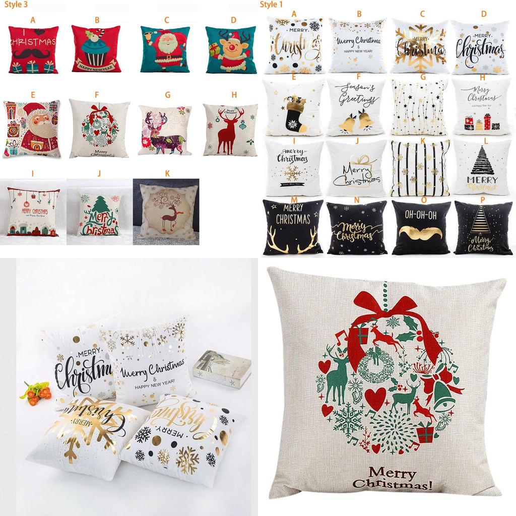 Luxurious Christmas Pillow Case Glitter Cotton Linen Sofa Throw Cushion Cover For Cozy Living
