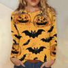 Women's Fashion Casual Halloween Printed Round Neck Long Sleeve Pullover Top