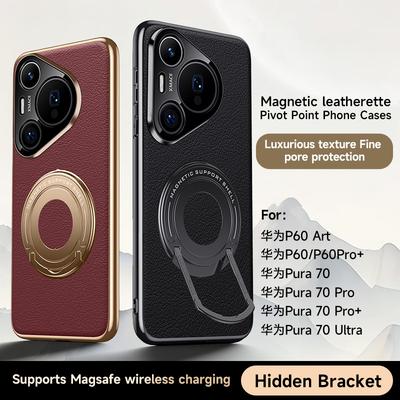 Экологичный чехол-подставка из веганской кожи для Huawei P60 Pro Art Pura 70 Ultra Pro+Plus с магнитным чехлом Luxury Business Shell