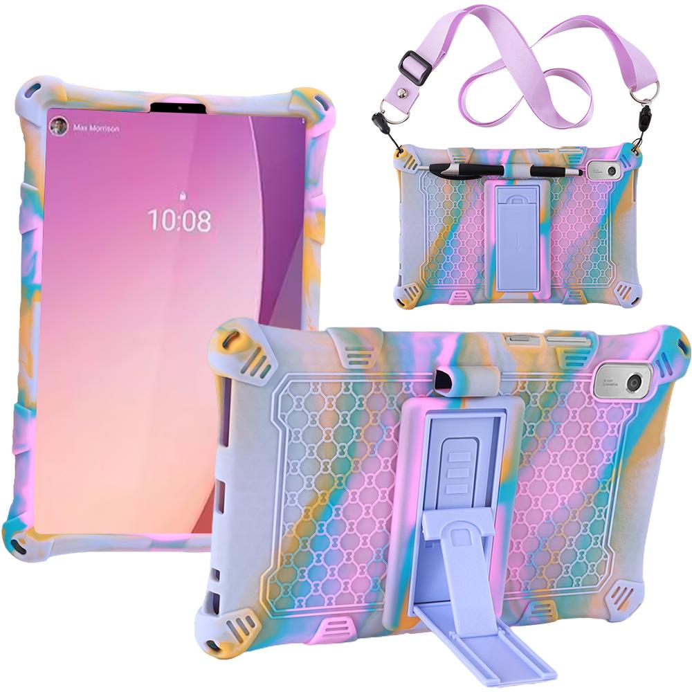 For Tab M9 TB-310FU Soft Bubble Case Kids Shockproof Kickstand Tablet Cover Funda Capa Coque With Shoulder Straps