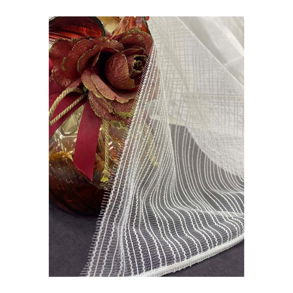 Занавес из тюля в полоску с макаронами Crown New Pattern 1/2, разреженный плеле