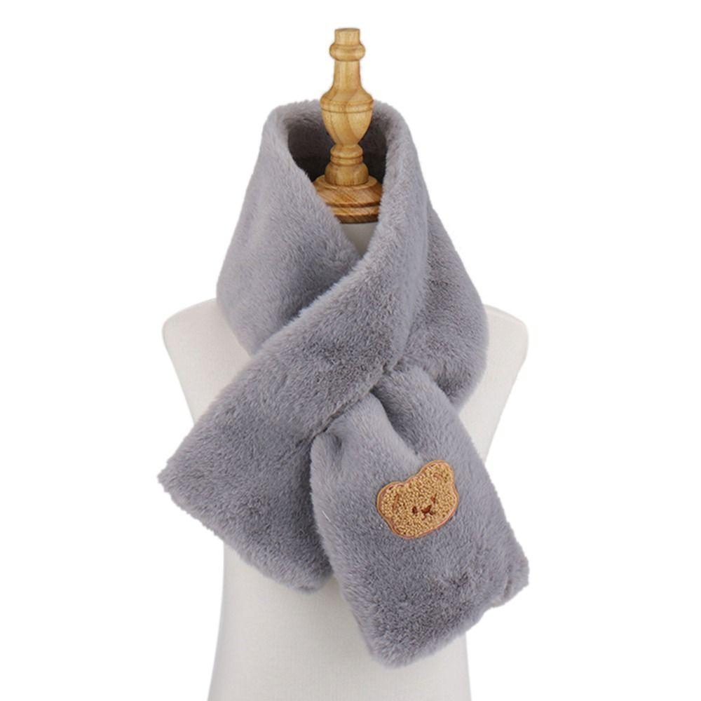 Women Faux Rabbit Fur Plush Shawl Neck Warmer Solid Color Cross Scarf Neckerchief Wrap