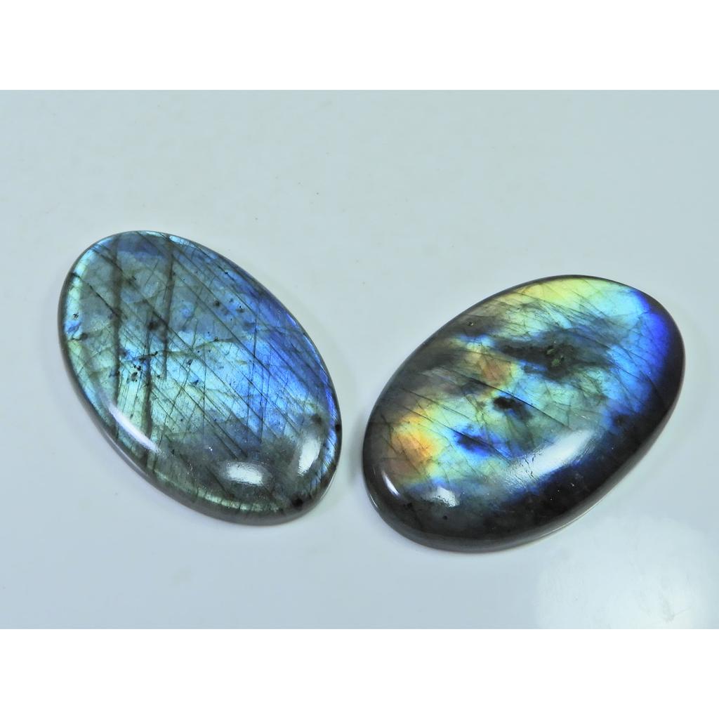 47-49 MM Natural Labradorite Multi Oval Cabochon Loose Gemstone 2 Pcs Lot D-208