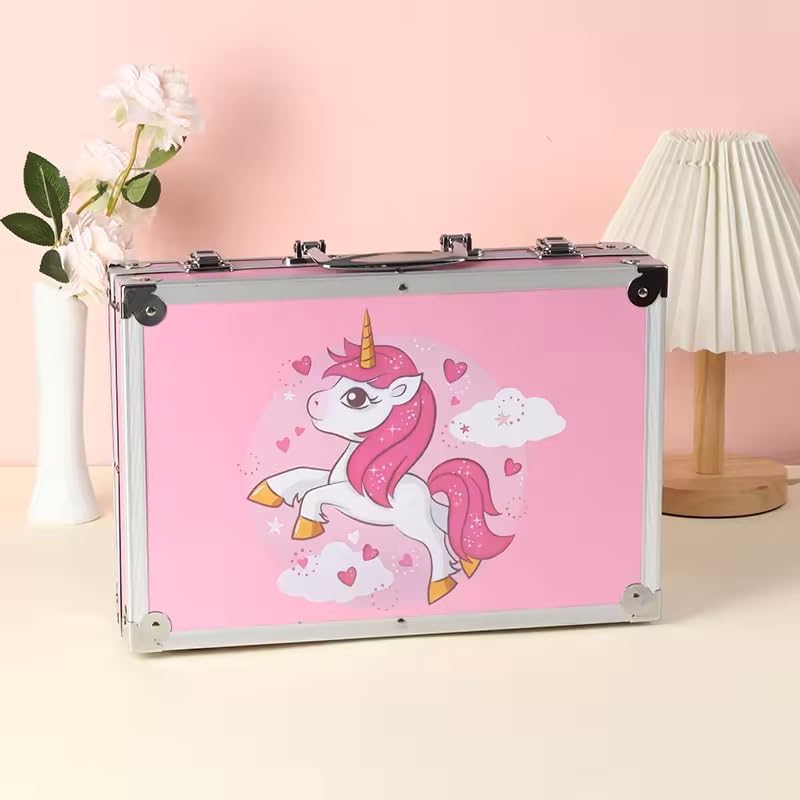 Art Set for Children 145 Pieces in a Unicorn Case - Pink