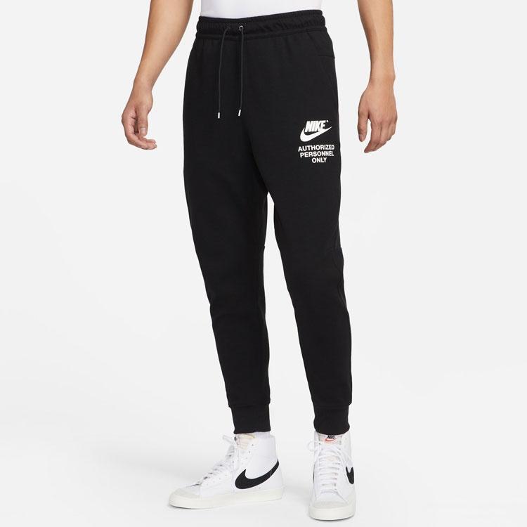 Мужские спортивные брюки/штаны/джоггеры Nike с вязаным манжетом на стопе и принтом алфавита Осень Черный DM6553-010