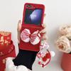 Модный бренд Qiandongge подходит для чехла на мобильный телефон Samsung zflip7, складной бант, zfold7, однотонный, защитный чехол с ощущением кожи.