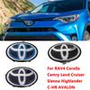 VJN4  For Toyota RAV4 Corolla Camry Land Cruiser Sienna C-HR AVALON Front Grille Hood Badge Replacement Dark Blue Hybrid Logo