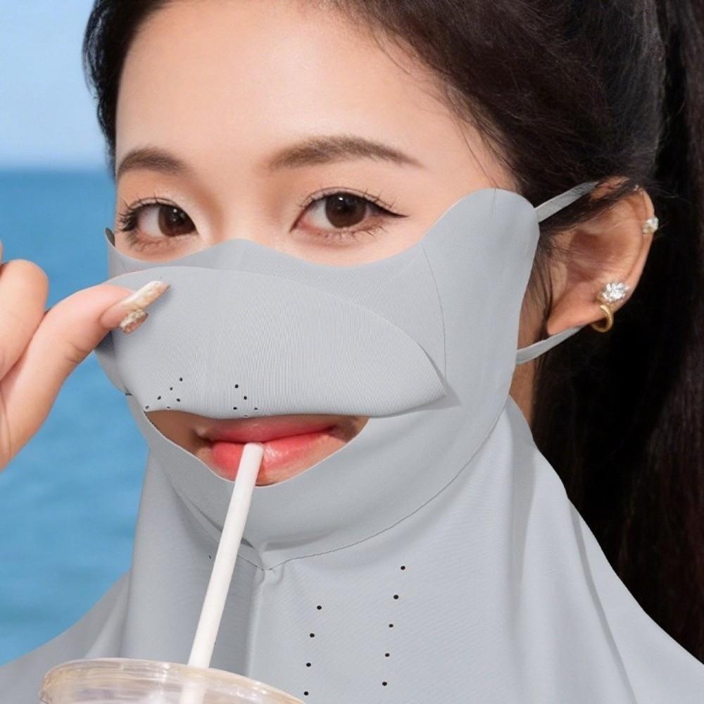 Nylon Sun-protection Mask Elegant Ice Silk Drinking Mask UV-resistant Breathable Veil  Fishing