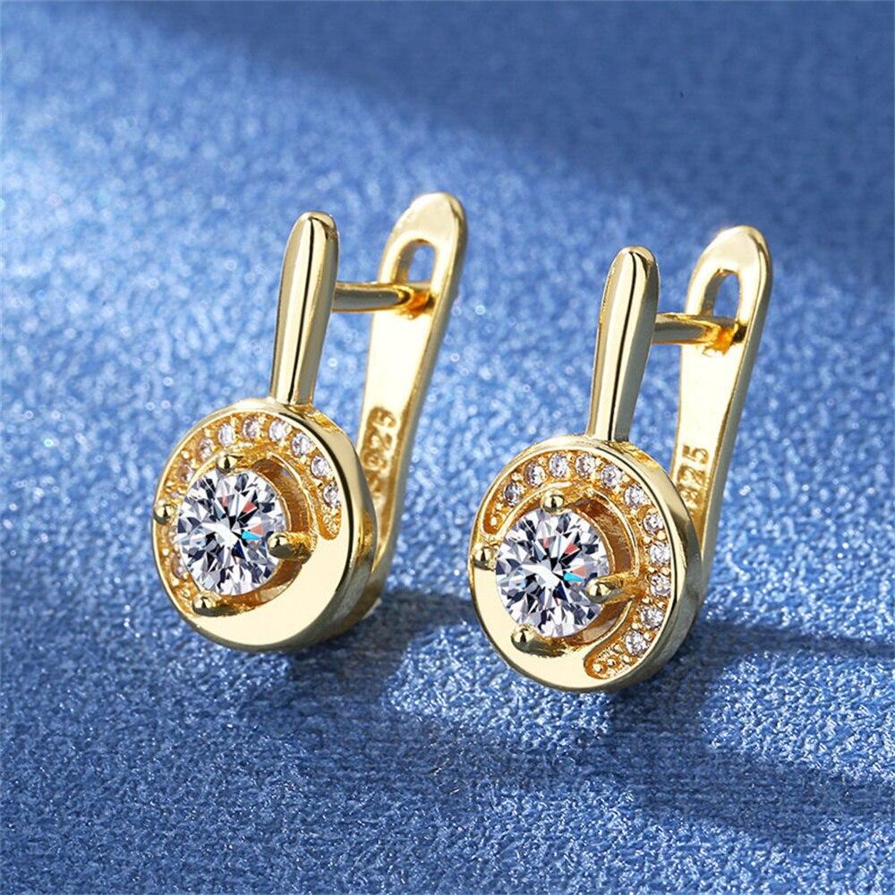 925 Sterling Silver Women Earrings Fashion Geometry Zircon Pair Ear Studs Earring Jewelry Festival Gift