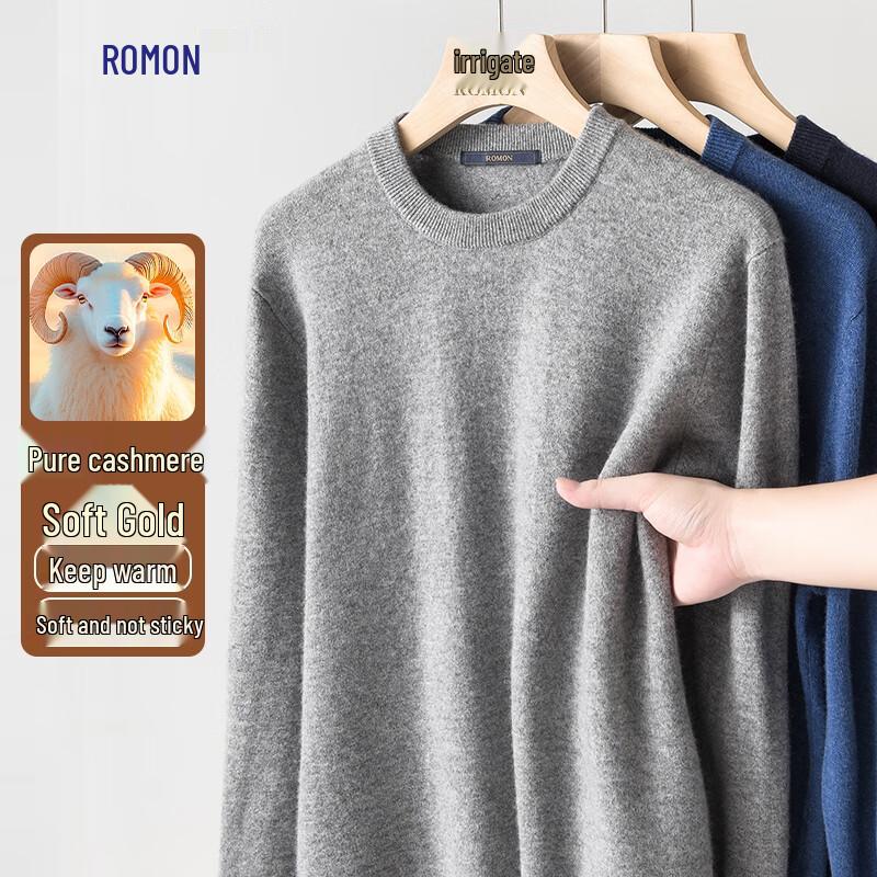 Romons Men's Pure Cashmere Round Neck Sweater