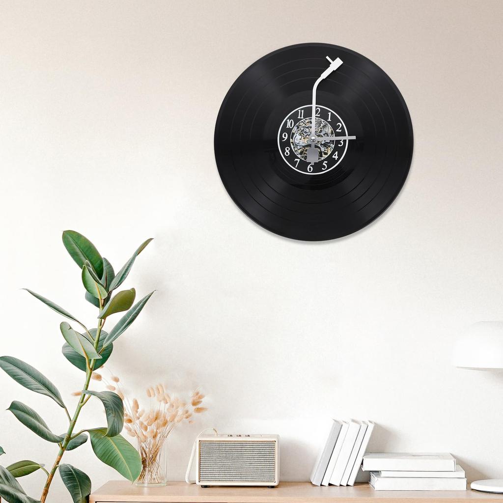 Homoyoyo Настенные часы из виниловой пластинки, 12 дюймов, 335 г, Ретро Декор, Бесшумные настенные часы для спальни/гостиной, Легкая установка, Настенные часы для интерьера