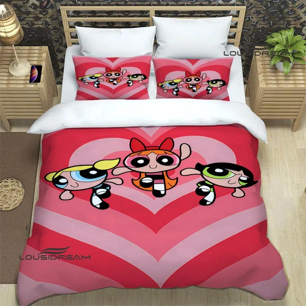 3D Мультяшные комплекты постельного белья P-Powerpuff-Girls изысканный набор постельных принадлежностей пододеяльник набор одеяло комплект постельного белья роскошный подарок на день рождения